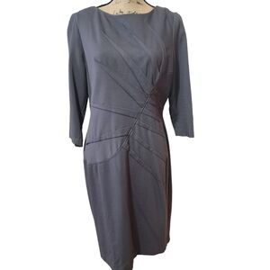 Adrianna Papell Grey Sheeth 3/4 Sleeve Midi Dress - 14